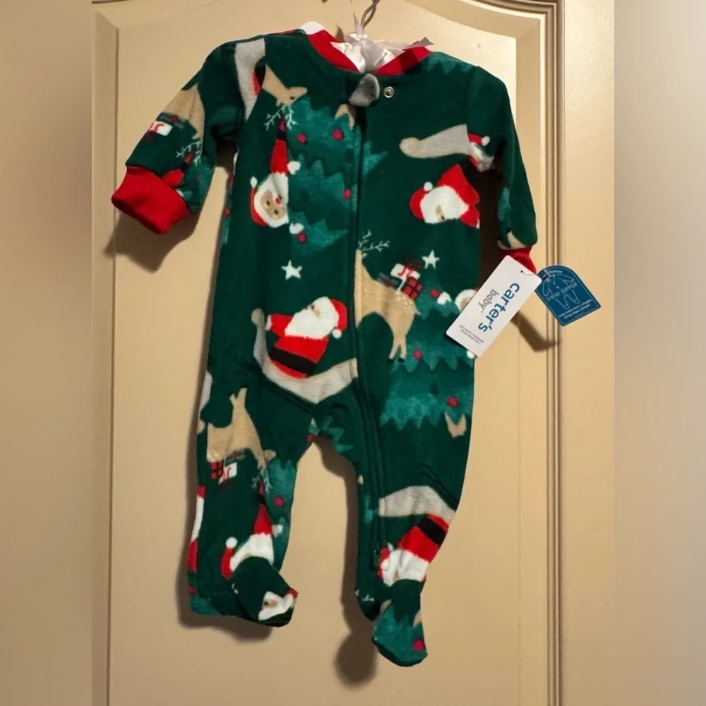 Carter's Green Santa and Reindeer Footie
